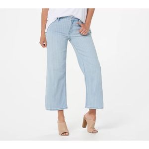 7 for All Man Kind Wide Leg Jeans Pinstripe Pin stripe‎ Cropped 12 JEN7